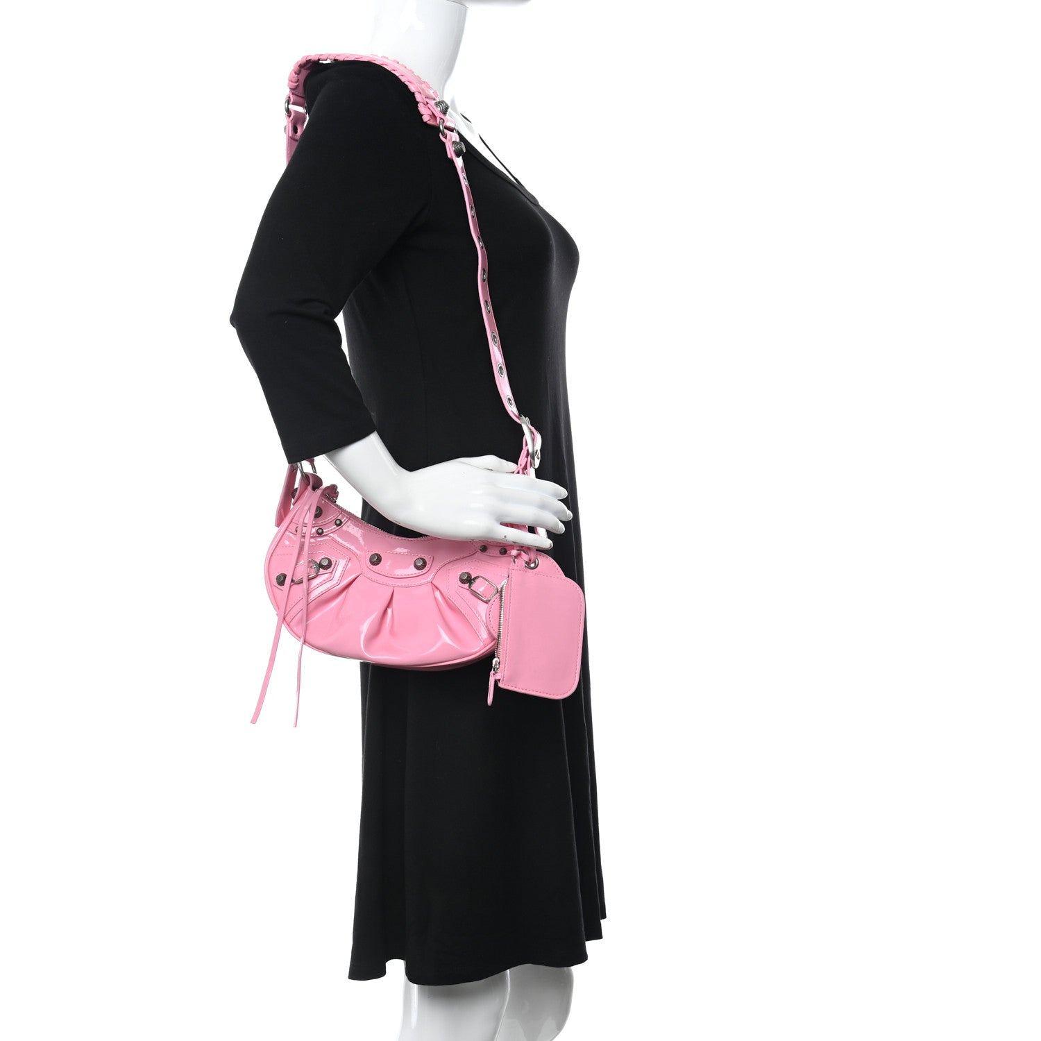 Balenciaga Patent Faux Leather Le Cagole Shoulder Bag XS Sweet Pink 2 of 9