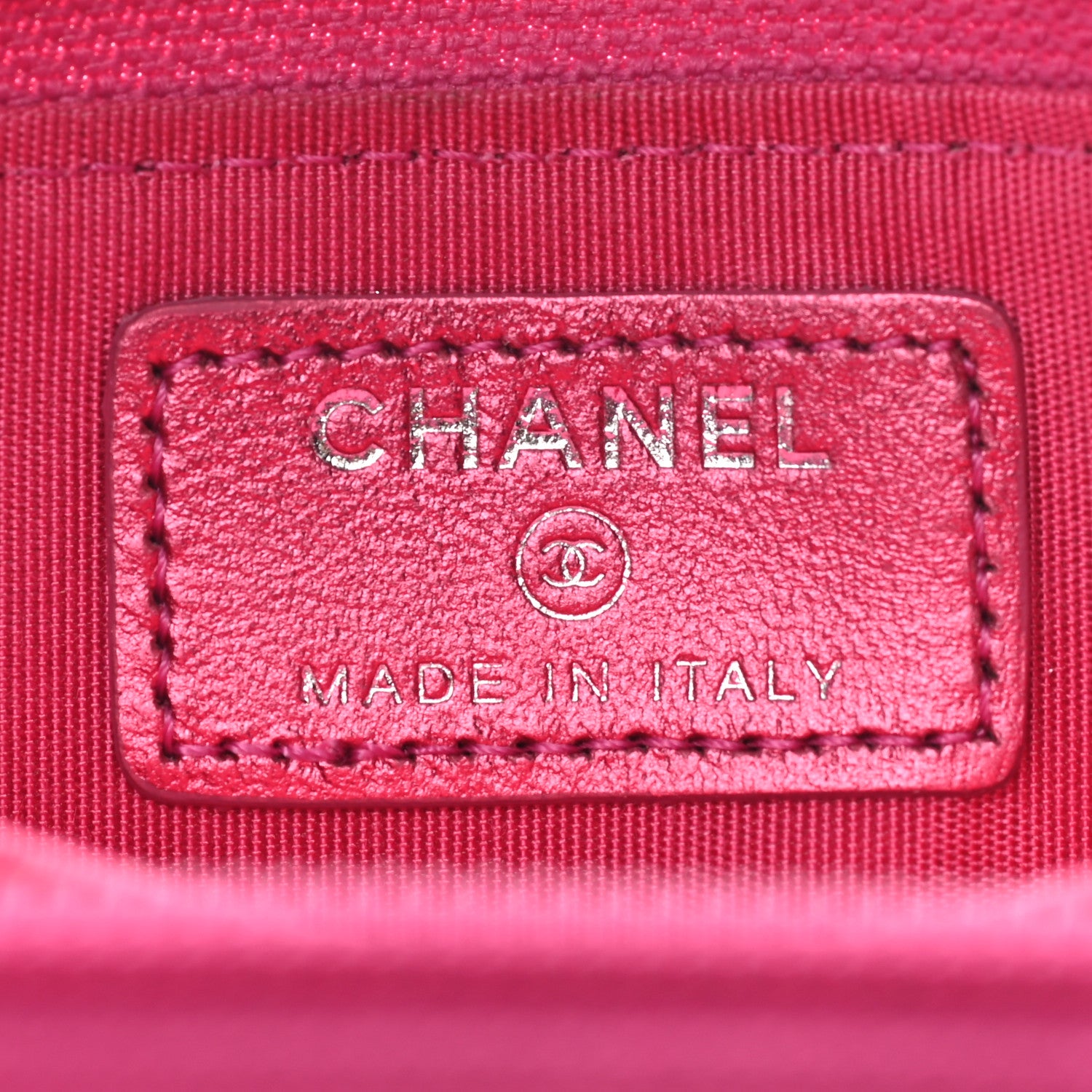 Chanel Metallic Patent Quilted Zip Around Boy Coin Purse Wallet Fuchsia 6 of 8