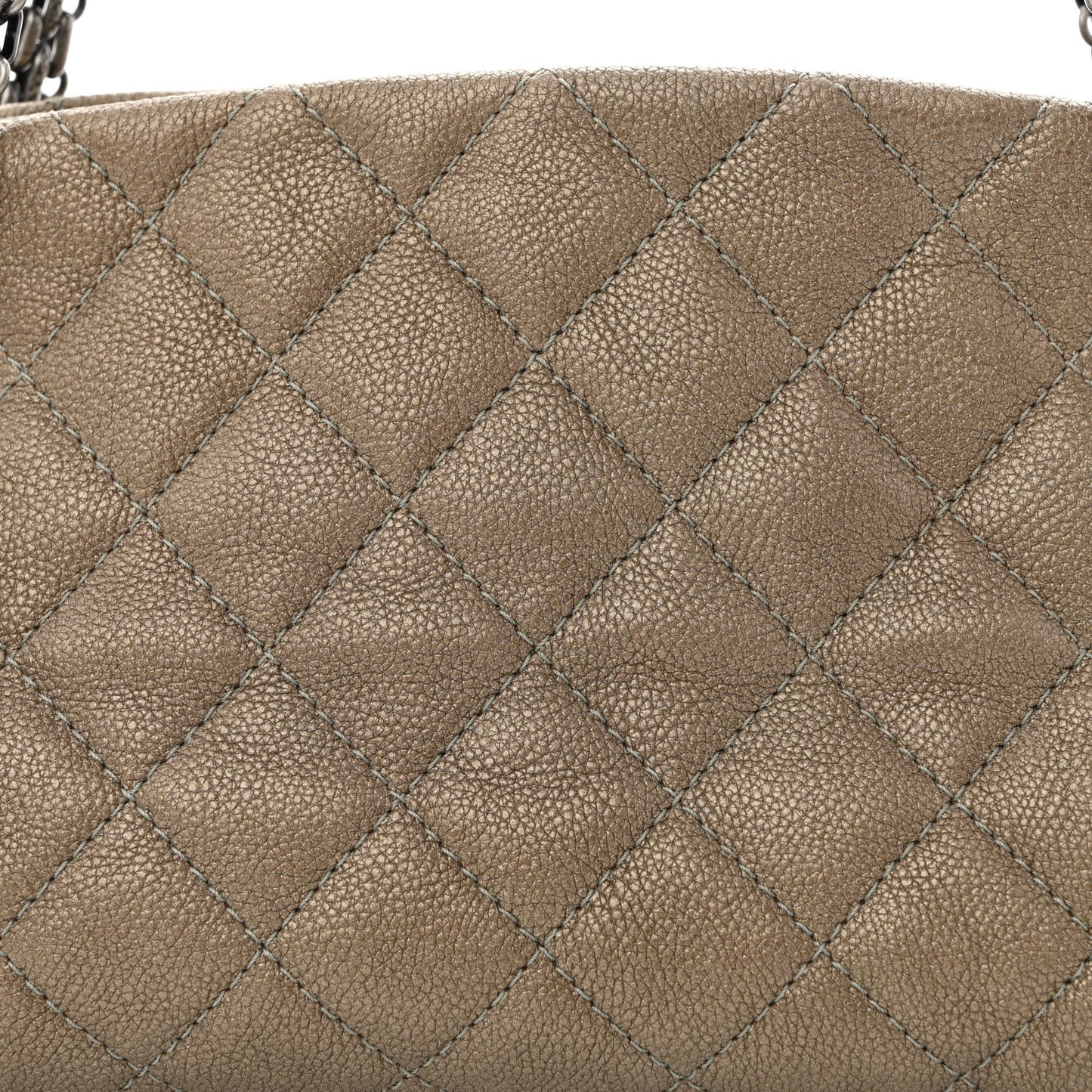 Metallic Caviar Quilted Small Just Mademoiselle Beige