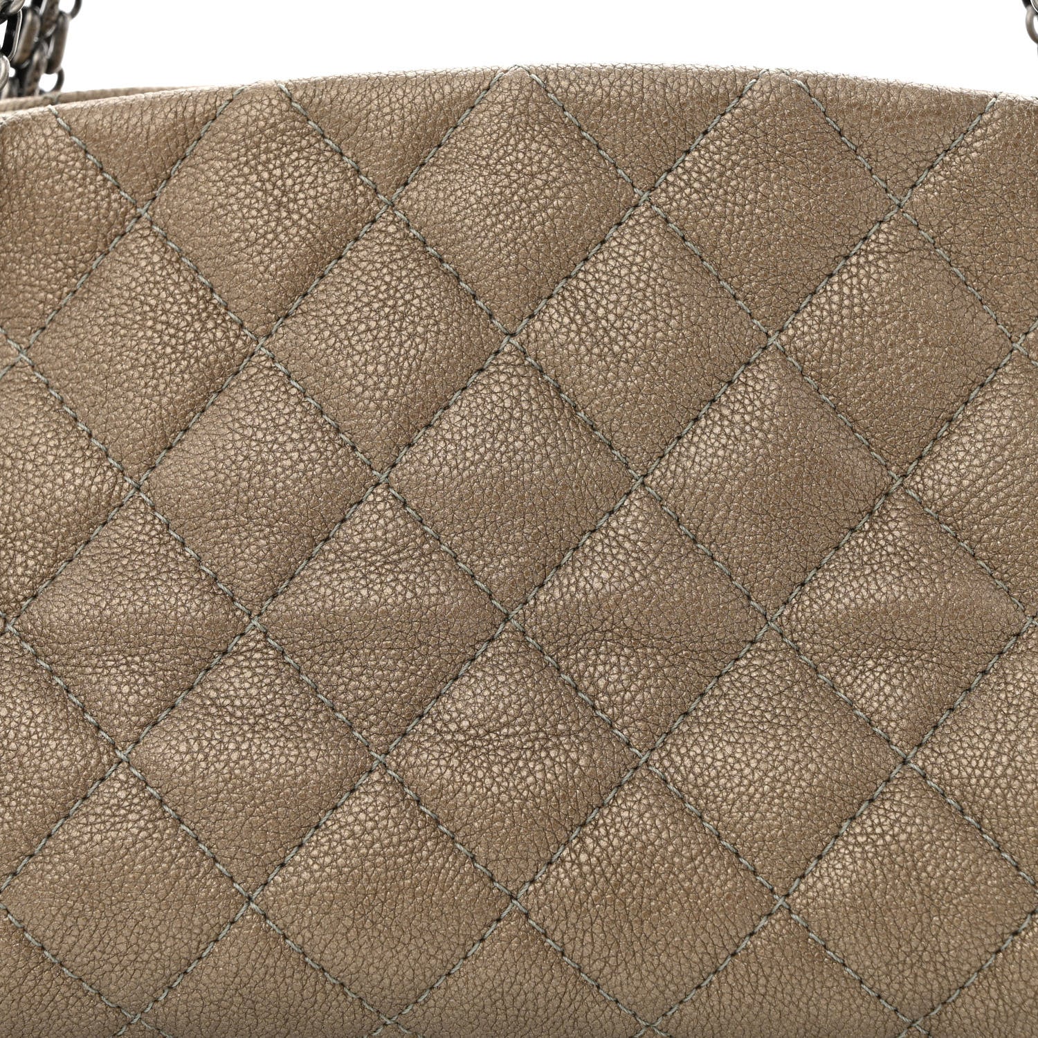 Chanel Metallic Caviar Quilted Small Just Mademoiselle Beige 8 of 10