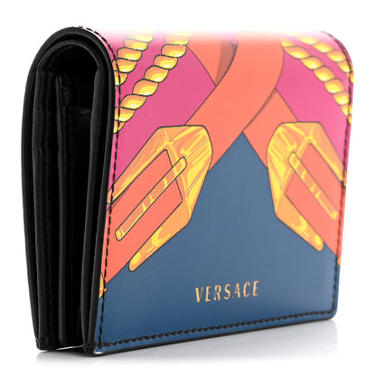 Versace Calfskin Medusa Barocco Rodeo Print Card Holder Wallet Black Multicolor 3 of 10