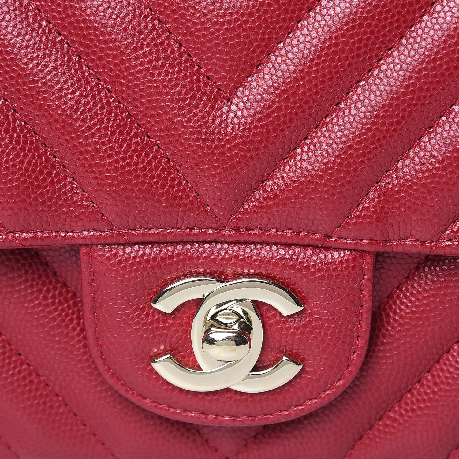 Chanel Caviar Chevron Quilted Mini Rectangular Flap Dark Pink 11 of 13