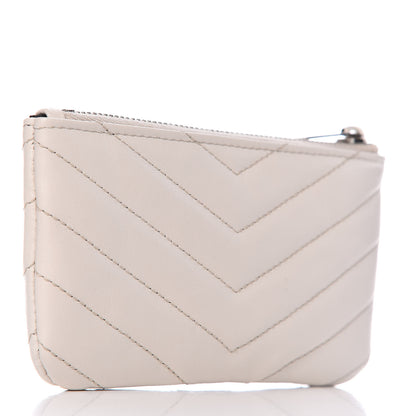 Saint Laurent Calfskin Matelasse Monogram Key Pouch Porcellana 3 of 8
