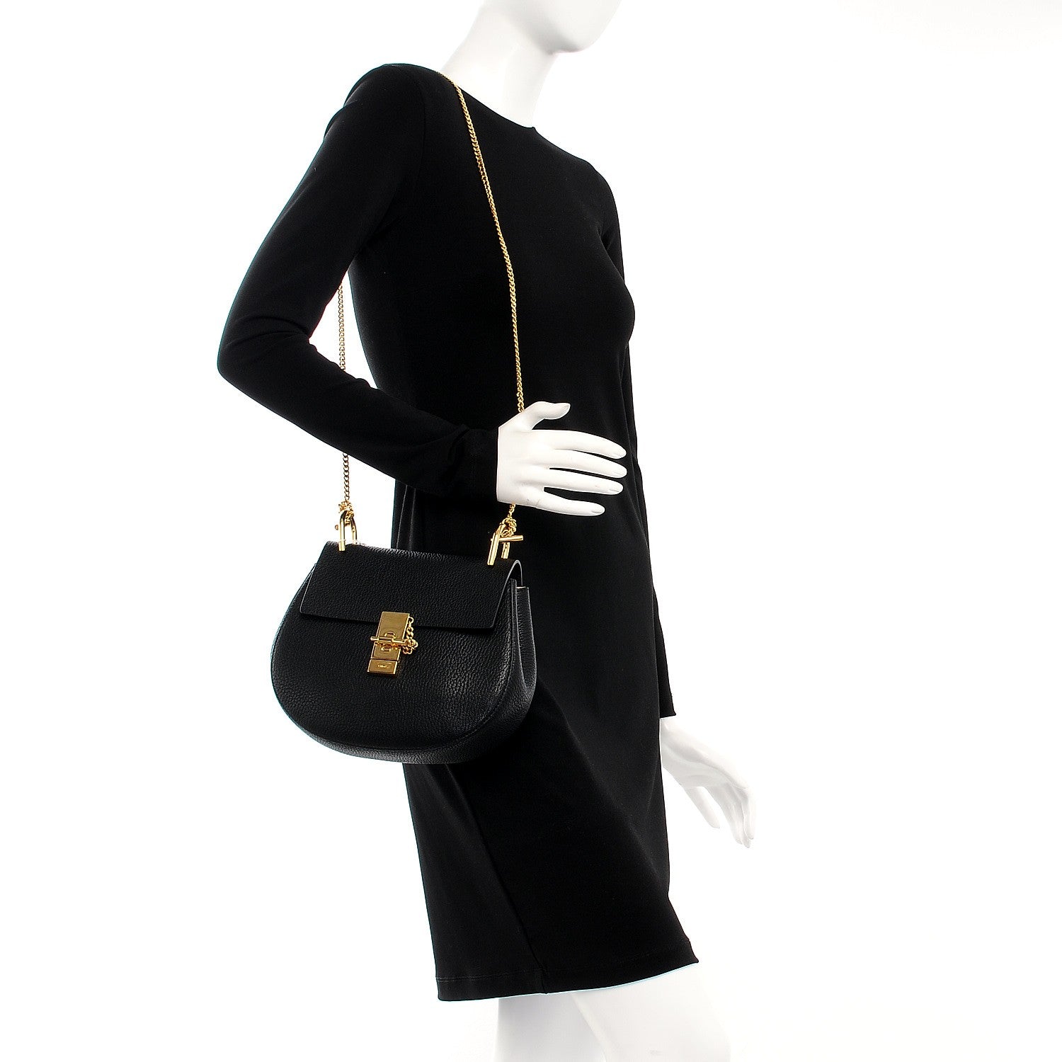 Chloe Grained Lambskin Drew Shoulder Bag Black 2 of 6
