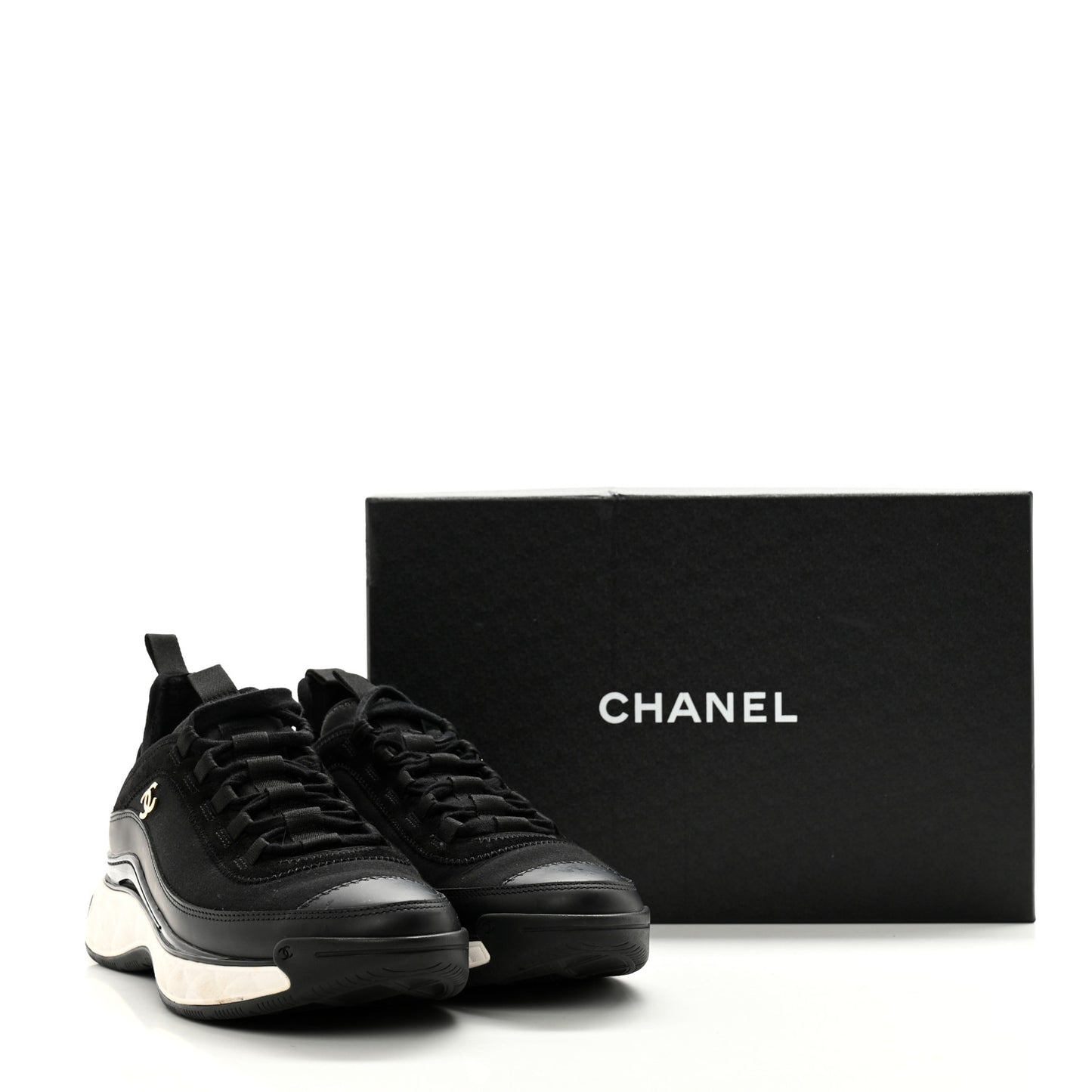 Velvet Calfskin Mixed Fibers CC Sneakers 40 Black