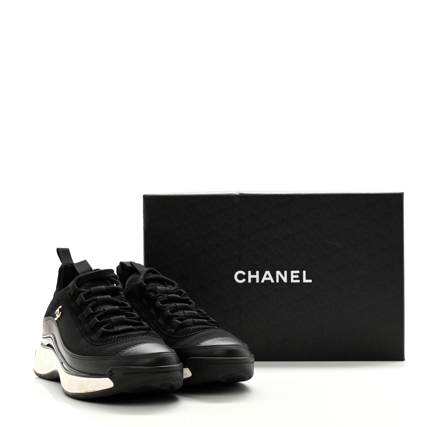Chanel Velvet Calfskin Mixed Fibers CC Sneakers 40 Black 12 of 12