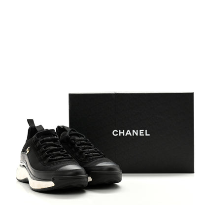 Chanel Velvet Calfskin Mixed Fibers CC Sneakers 40 Black 12 of 12