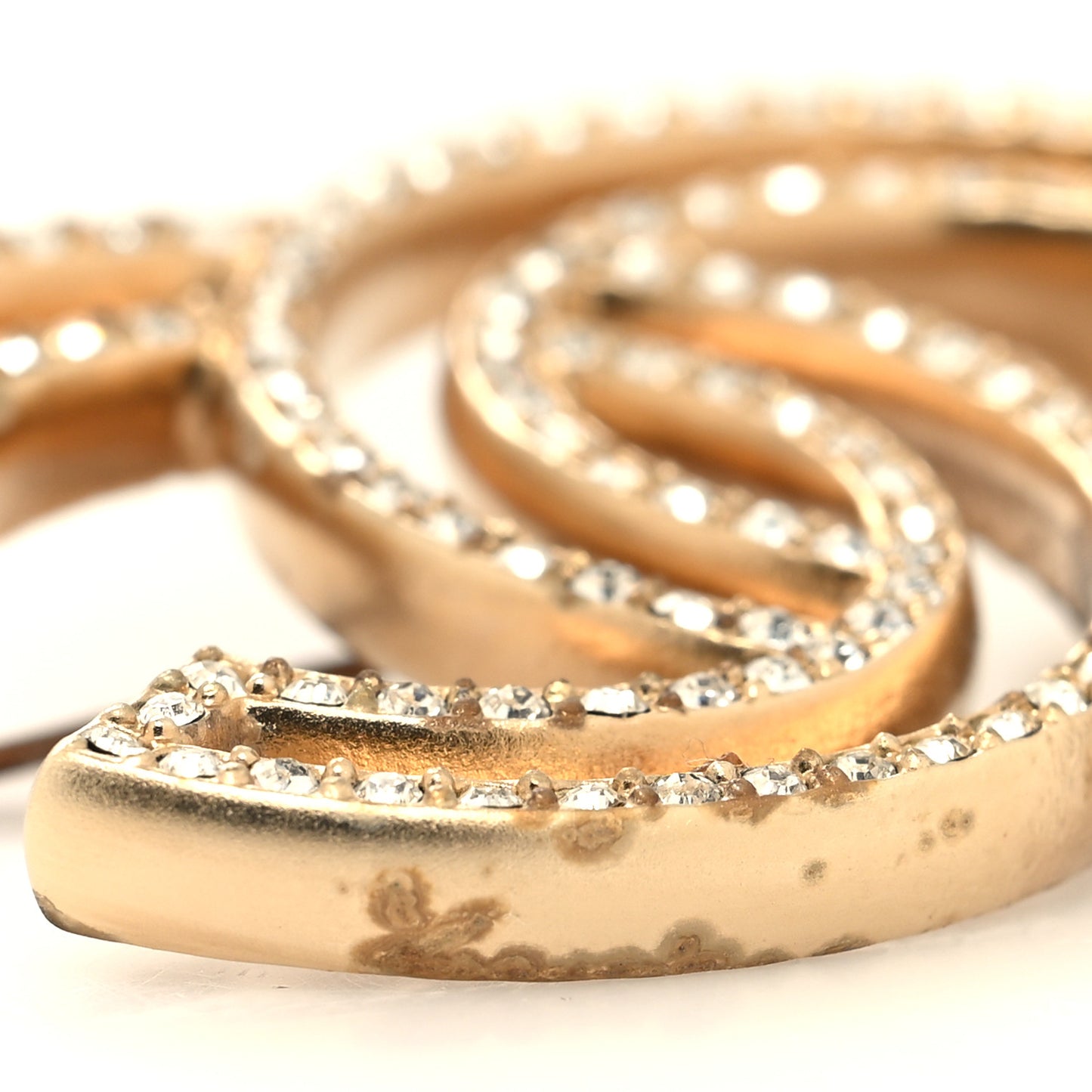 Crystal CC Brooch Light Gold