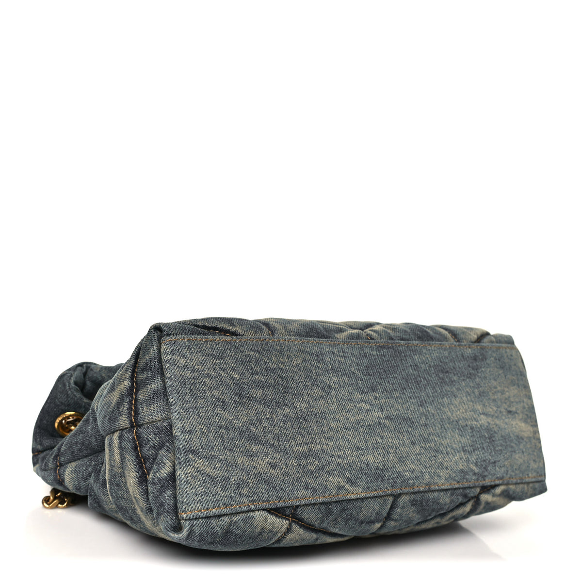 Denim Quilted Small Loulou Puffer Monogram Chain Satchel Blue Cinnamon