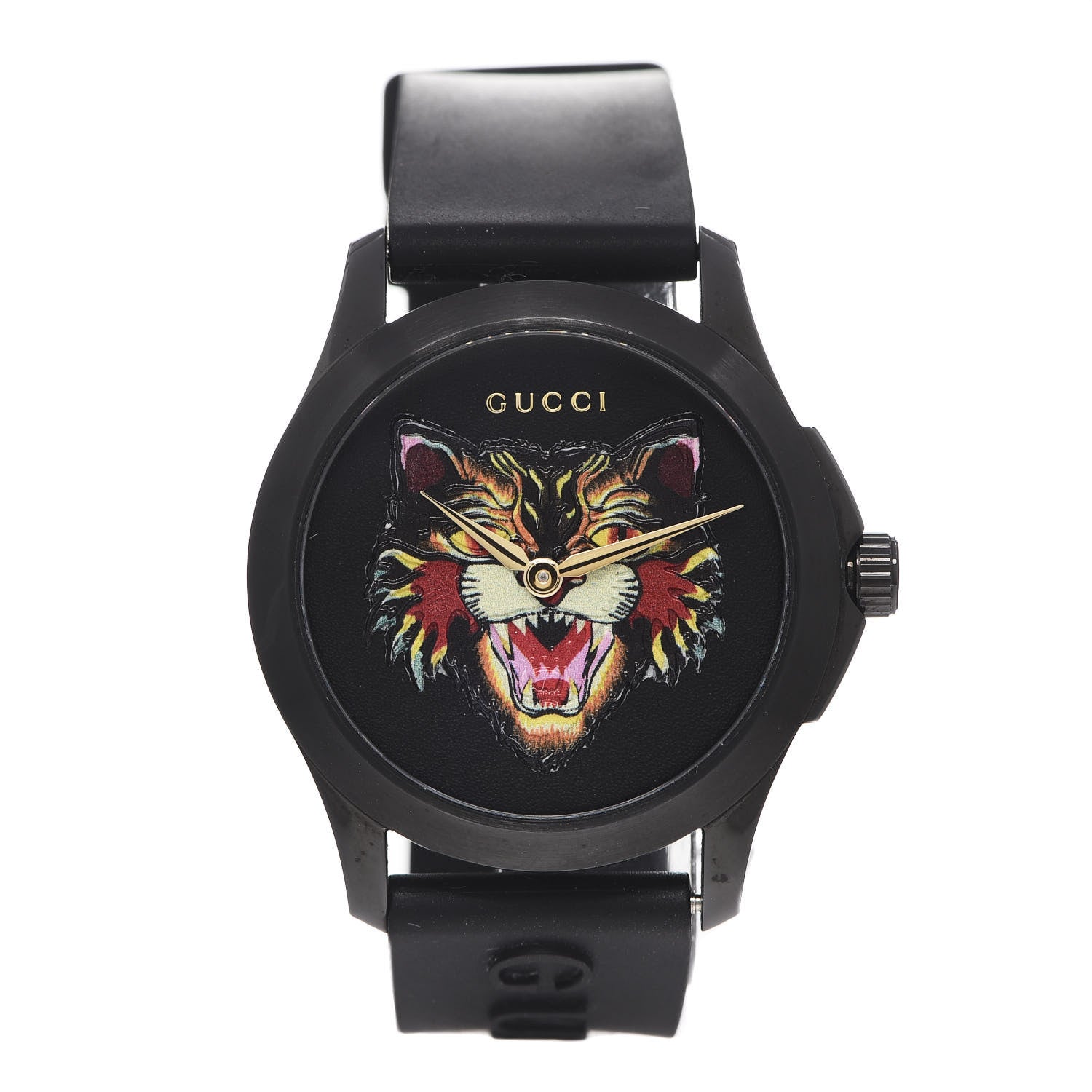 Gucci PVD Stainless Steel Rubber 38mm G-Timeless Angry Cat Quartz Watch Black 1 of 8