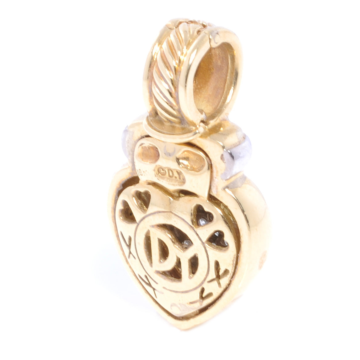 18k White Yellow Gold Diamond Heart Enhancer Pendant