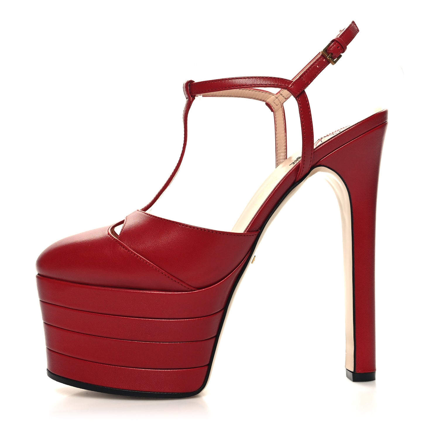 Malaga Kid Angel T-Strap Platform High Heel Pumps 38.5 Red