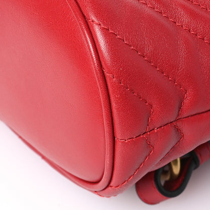 Gucci Calfskin Matelasse GG Marmont Flap Backpack Hibiscus Red 10 of 11