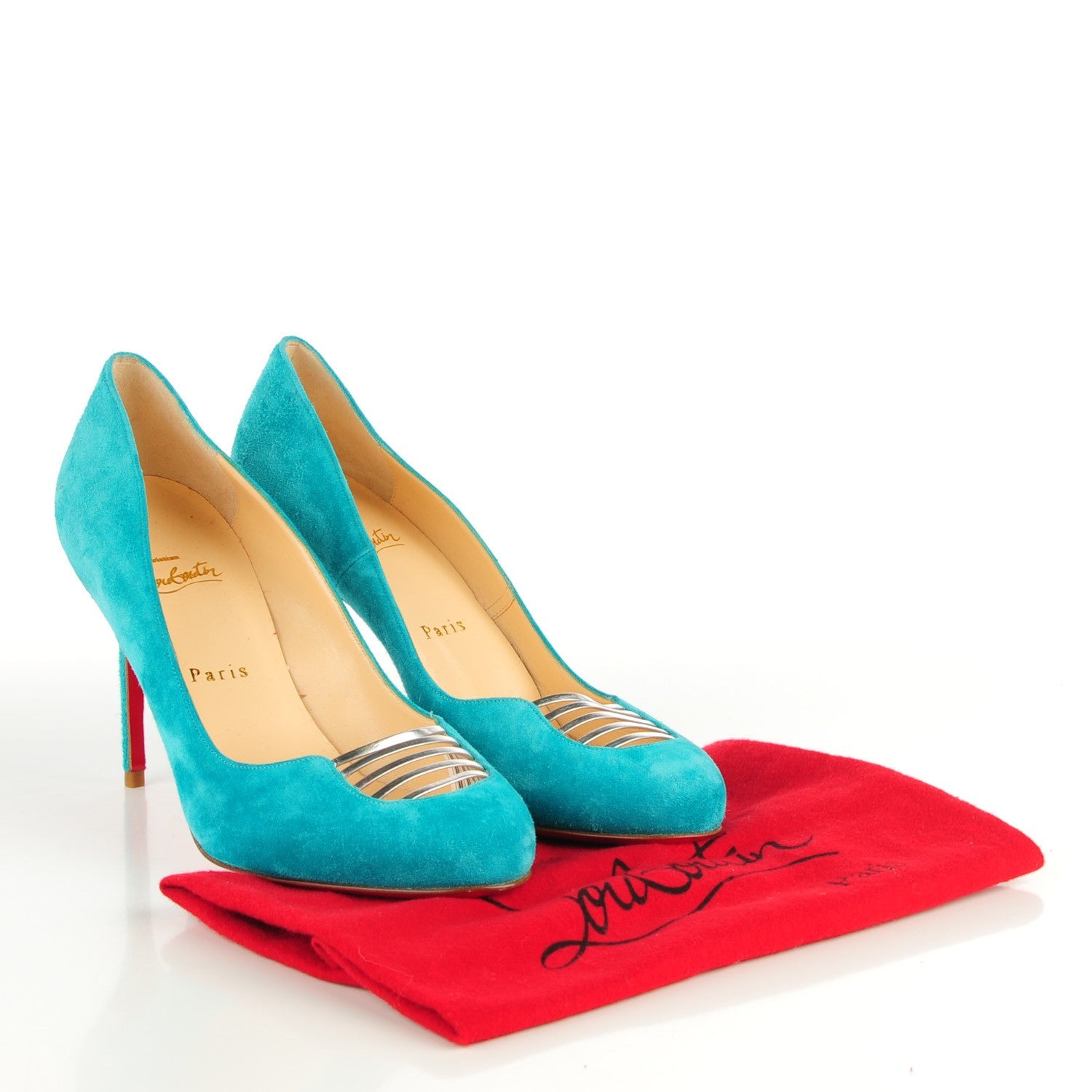 Christian Louboutin Suede Pumps 39 Turquoise 5 of 7