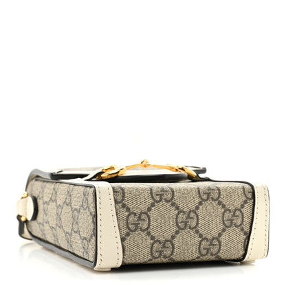 Gucci GG Supreme Monogram Azalea Calfskin Mini Horsebit 1955 Crossbody Bag Beige Ebony Mystic White 4 of 10