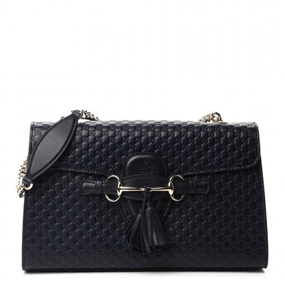 Gucci Soft Microguccissima Medium Emily Chain Shoulder Bag Blue 1 of 10