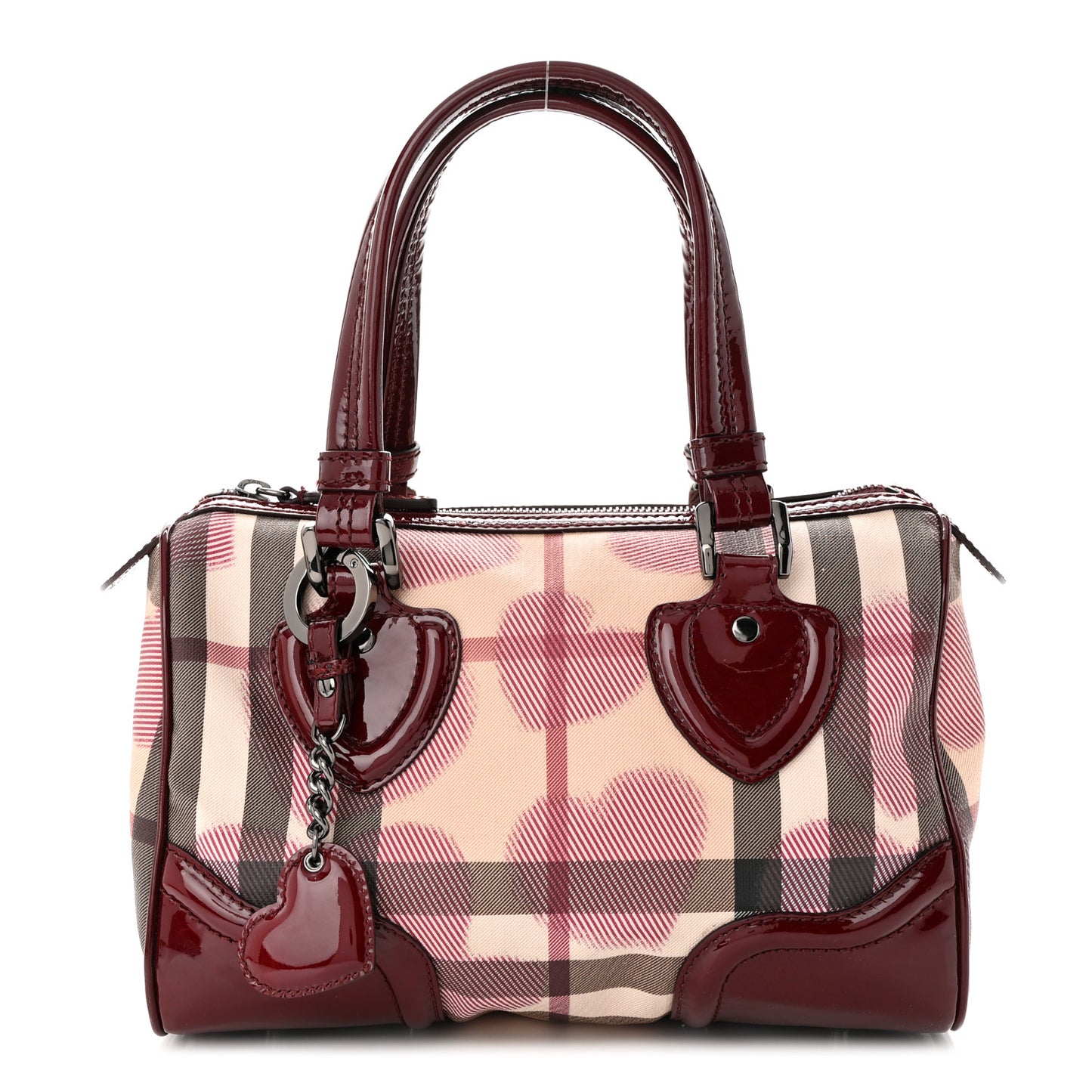 Nova Check Heart Small Chester Bowling Bag Berry Red