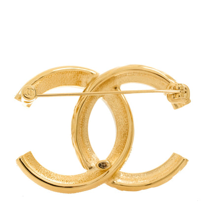 Chanel Metal Quilted Crystal CC Brooch Light Gold 4 of 5