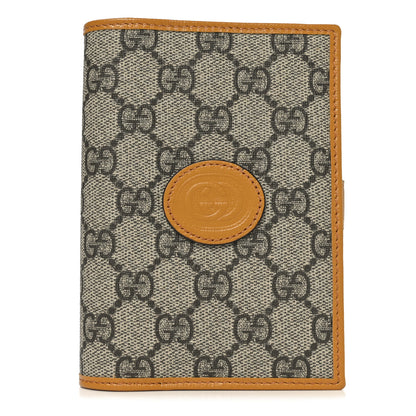 Gucci GG Supreme Monogram Textured Calfskin Retro Interlocking G Passport Case Beige Yellow 1 of 14