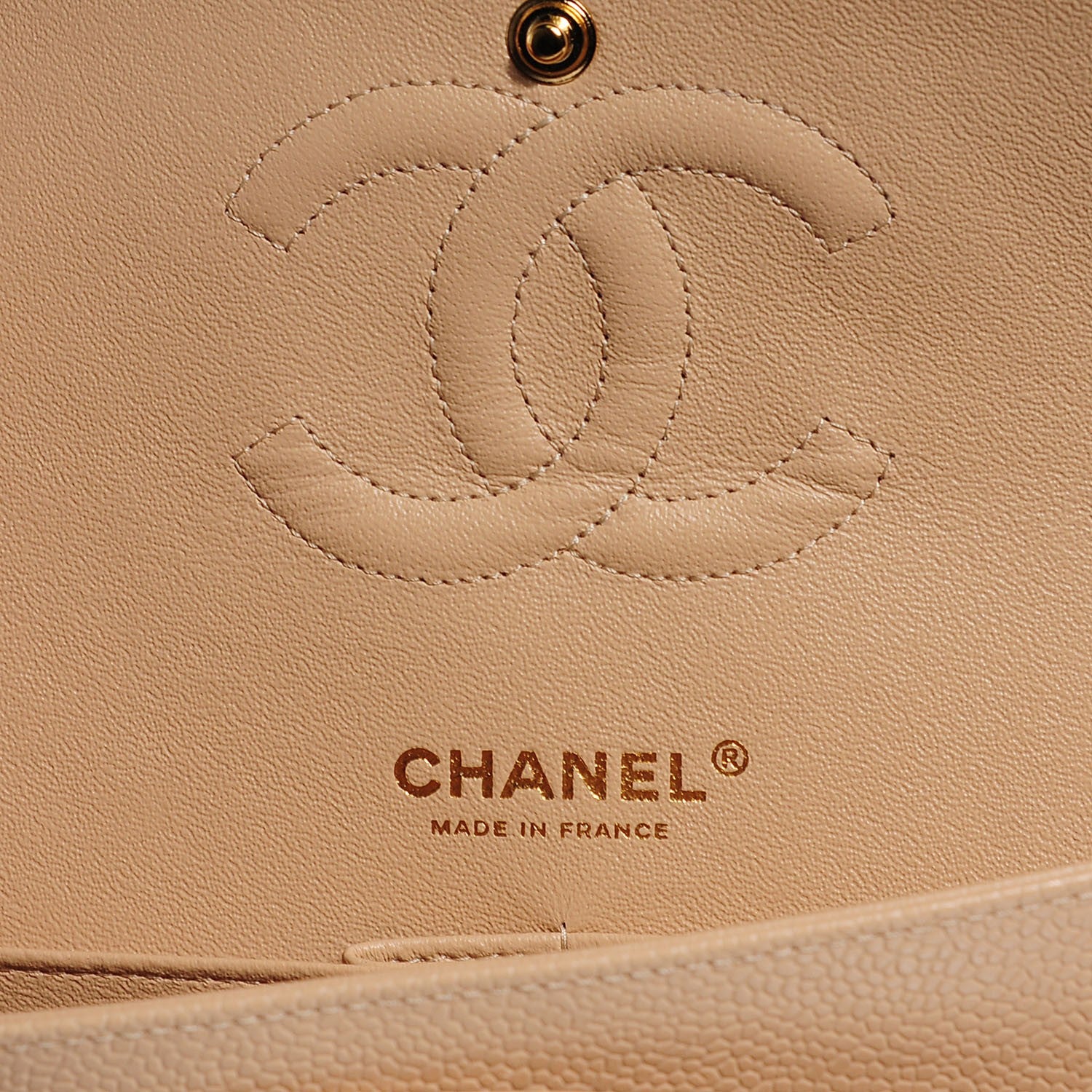 Chanel Caviar Quilted Medium Double Flap Beige Clair 7 of 9