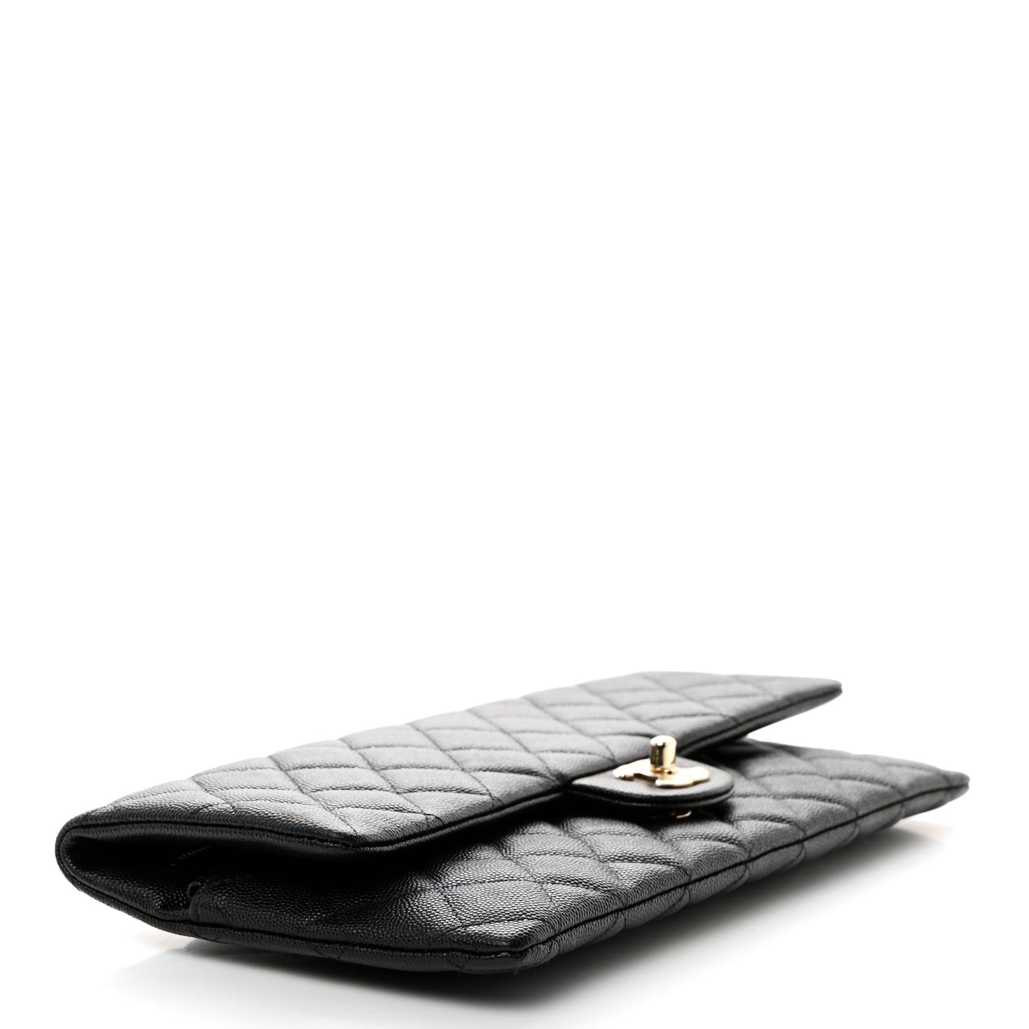 Caviar Quilted Flap Clutch Black