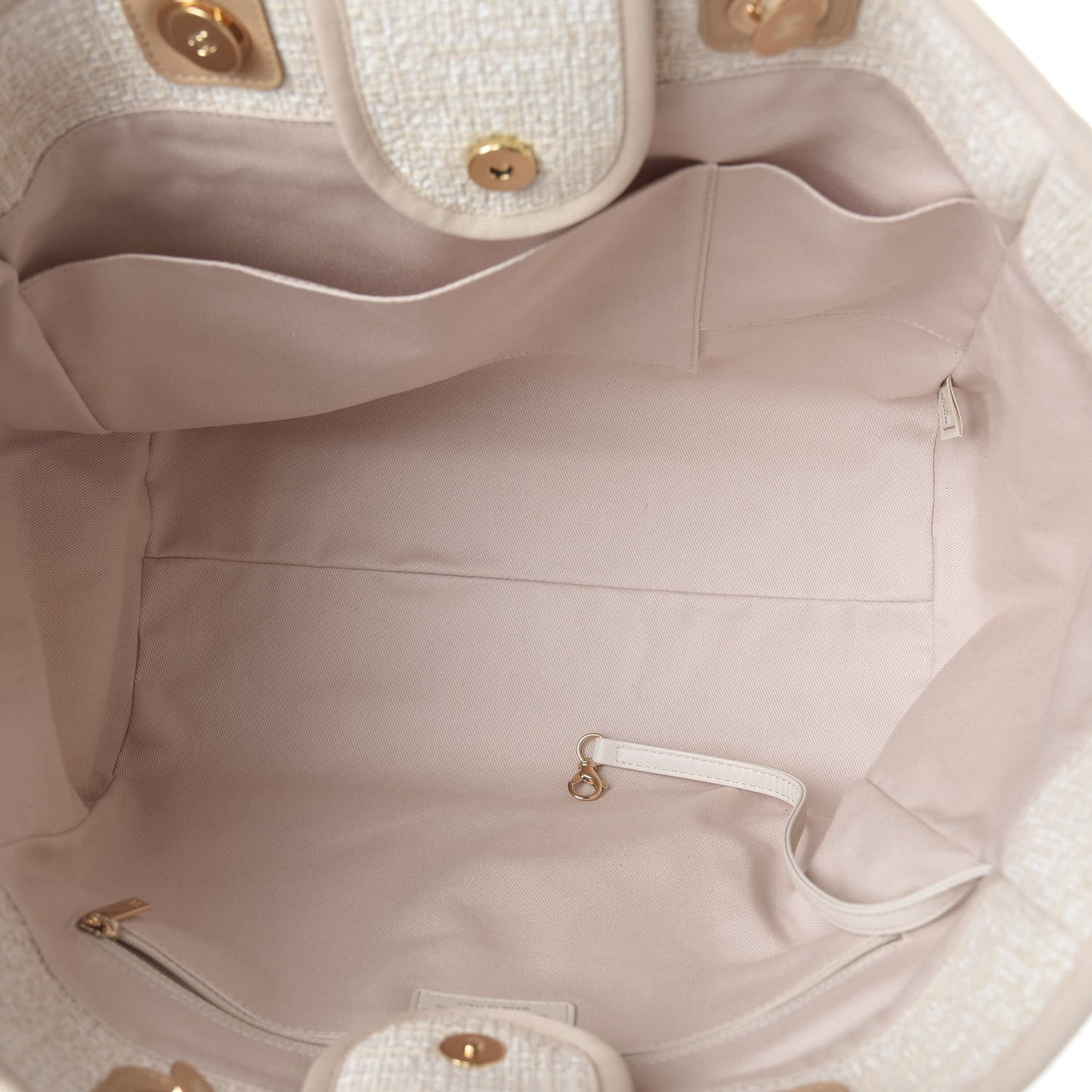 Mixed Fibers Calfskin Medium Deauville Tote Light Beige