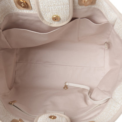 Chanel Mixed Fibers Calfskin Medium Deauville Tote Light Beige 4 of 9