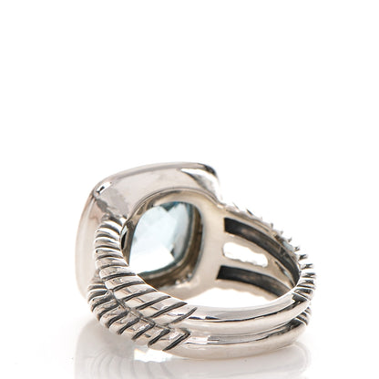 David Yurman Sterling Silver Diamond Blue Topaz 11mm Albion Ring 54 7 3 of 4