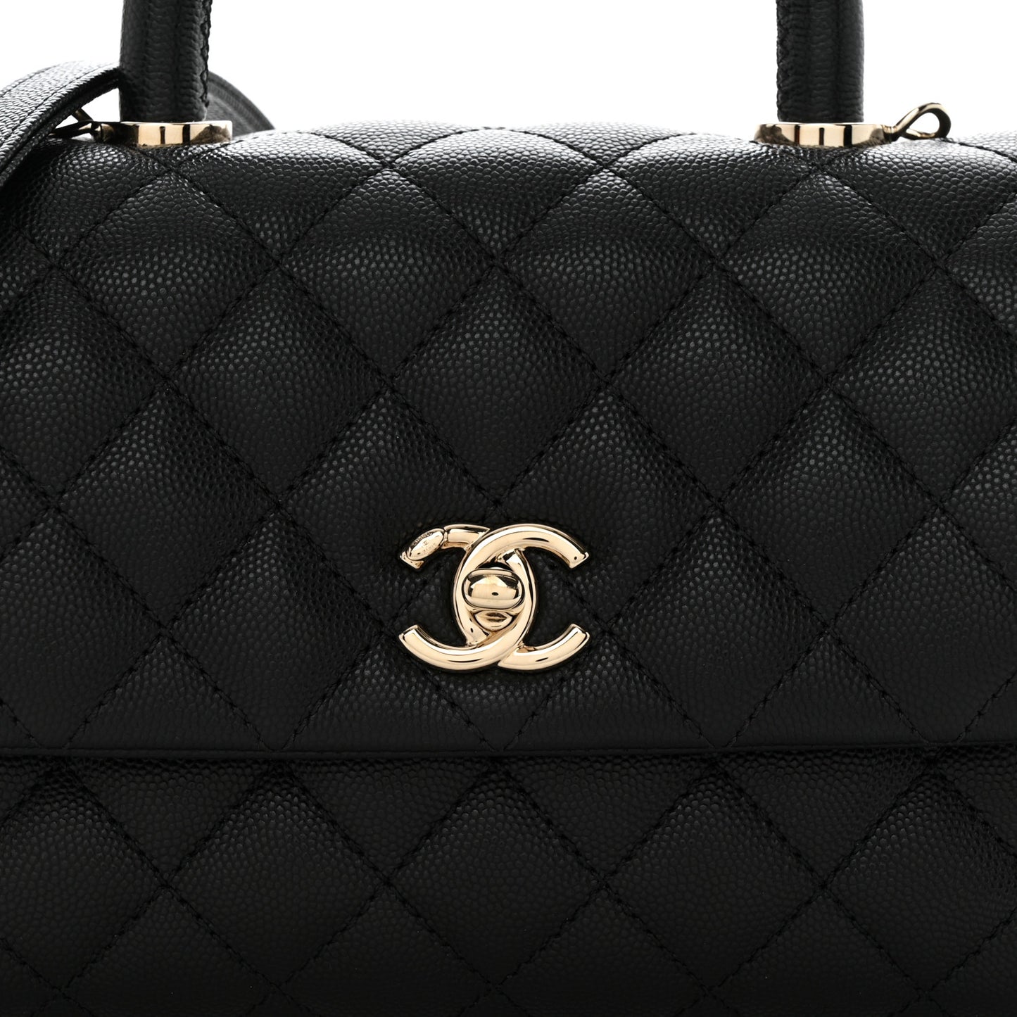 Caviar Quilted Mini Coco Handle Flap Black