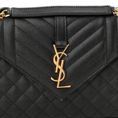 Saint Laurent Grain De Poudre Textured Mixed Matelasse Triquilt Medium Monogram Satchel Black 9 of 11