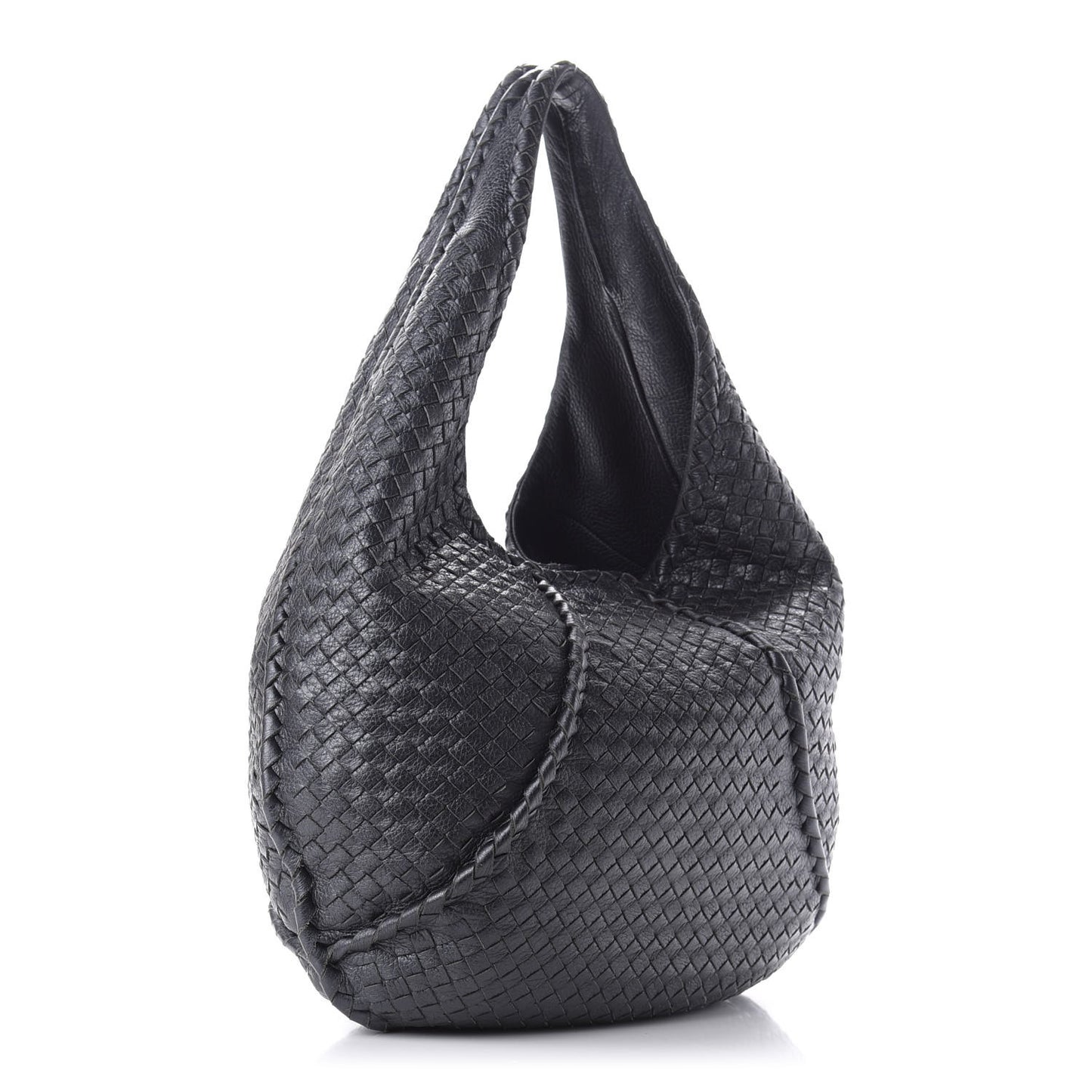 Cervo Intrecciato Large Simple Hobo Gunmetal