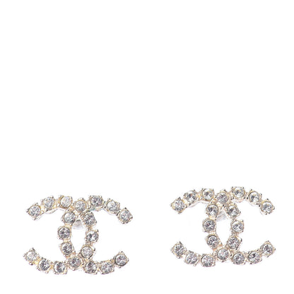 Chanel Crystal Coco's Pearls CC Earrings Light Gold 1 of 4