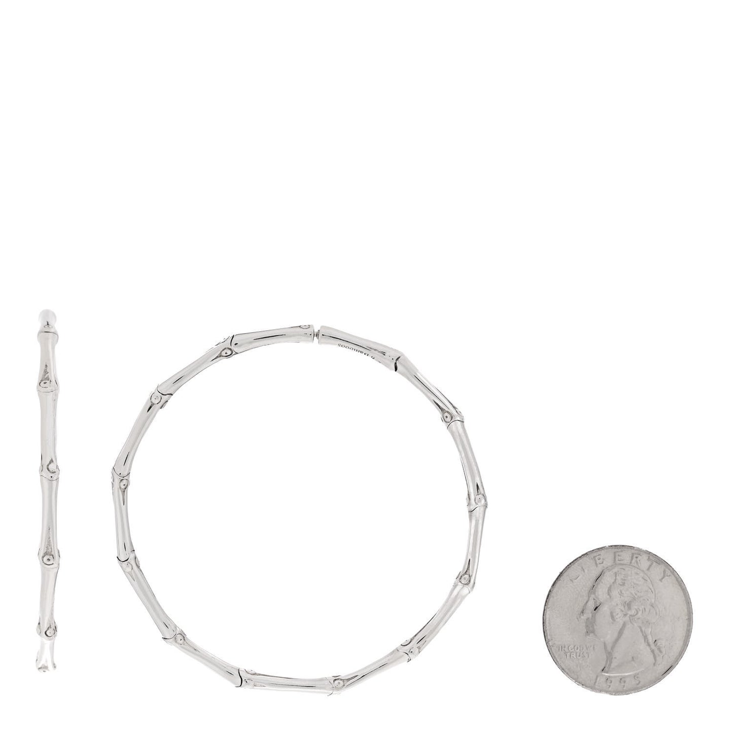Sterling Silver 57mm Bamboo Hoop Earrings