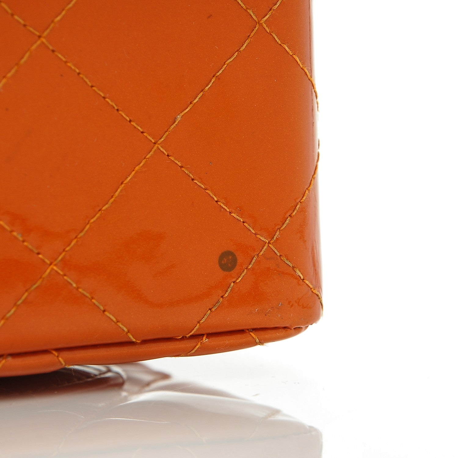 Chanel Patent Quilted Mini Square Flap Dark Orange 9 of 11