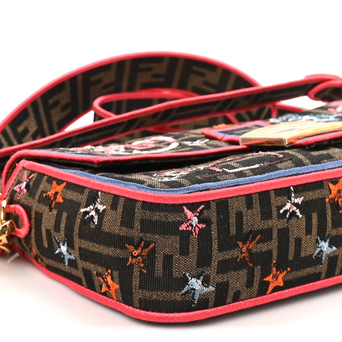 Fendi Fabric Jacquard FF Astrology Embroidered Baguette Tobacco Moro Multicolor 8 of 9