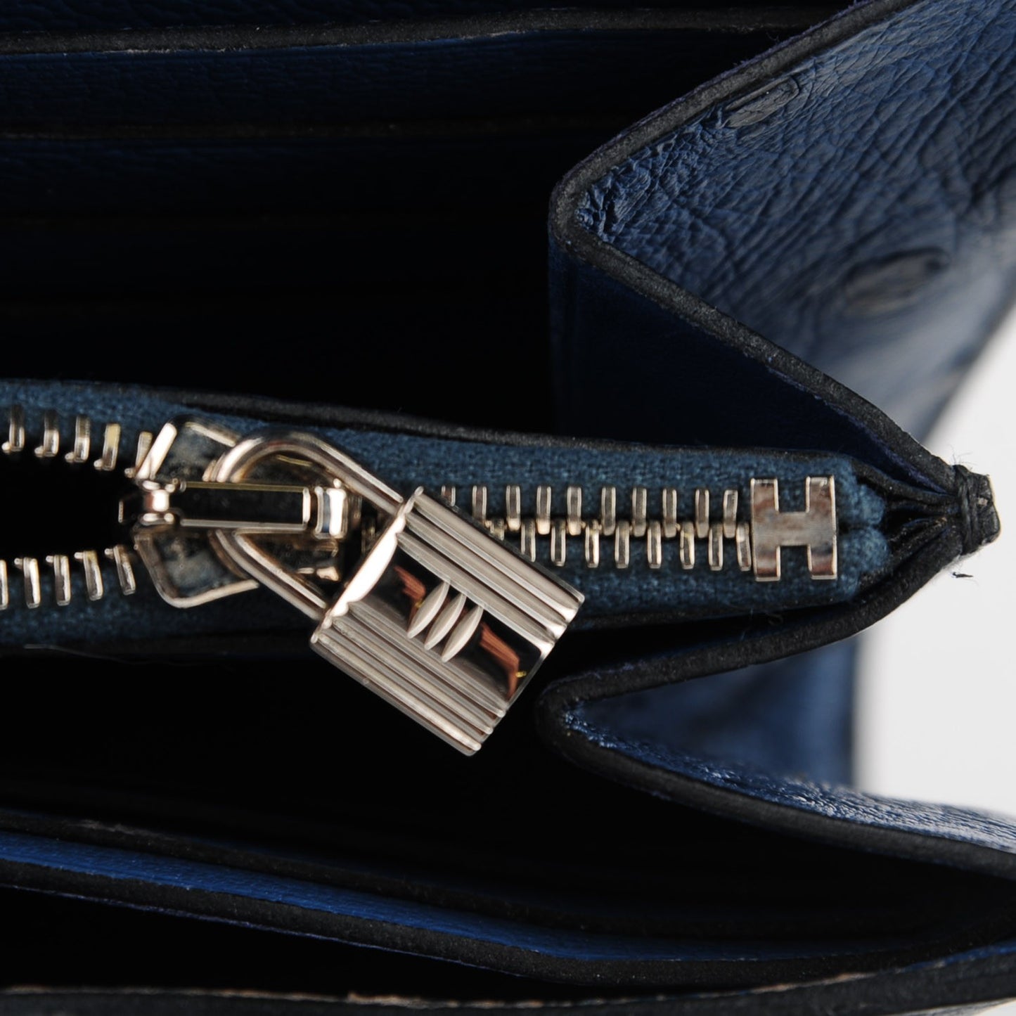 Ostrich Kelly Longue Wallet Bleu Roi