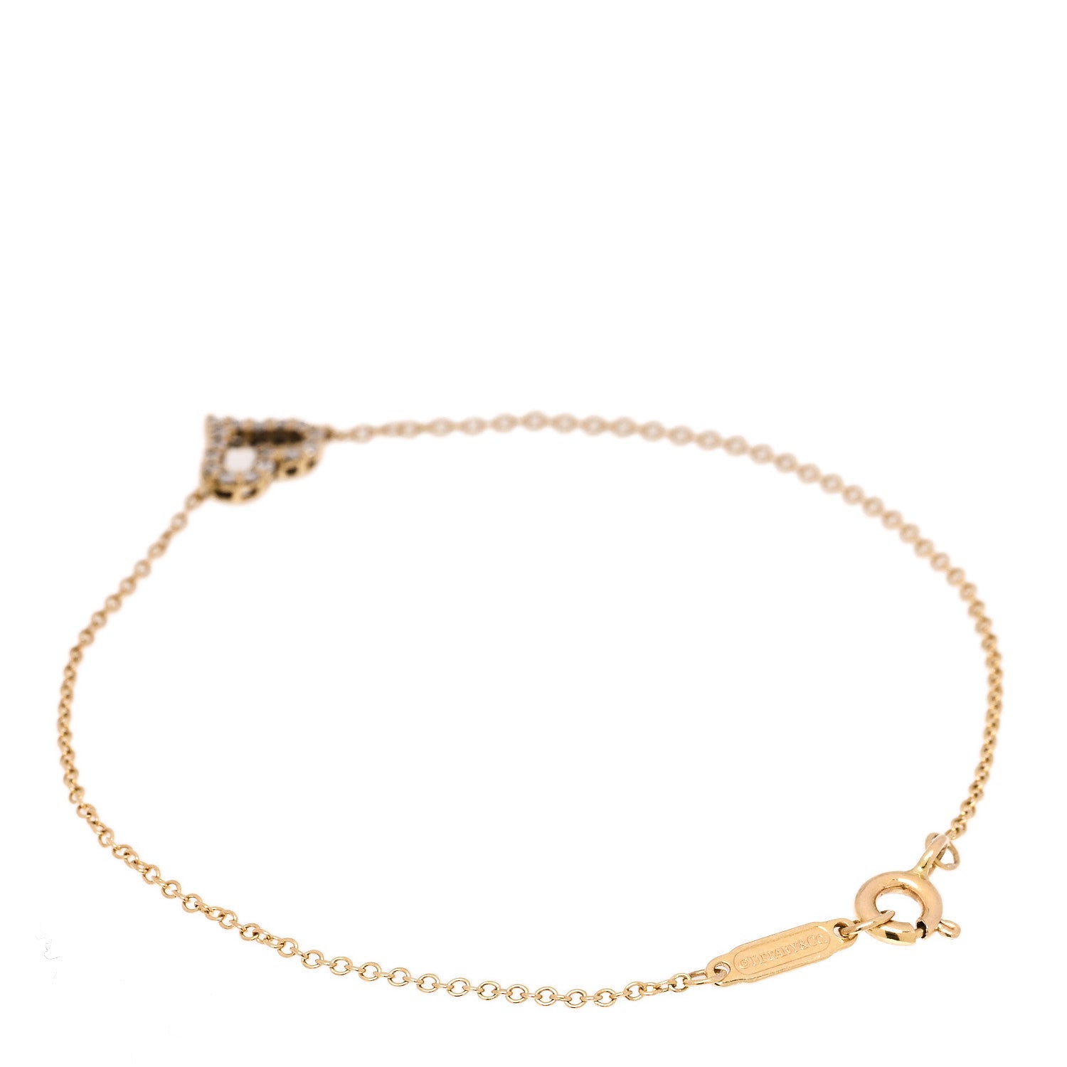 Tiffany 18K Yellow Gold Diamond Heart Bracelet 2 of 5