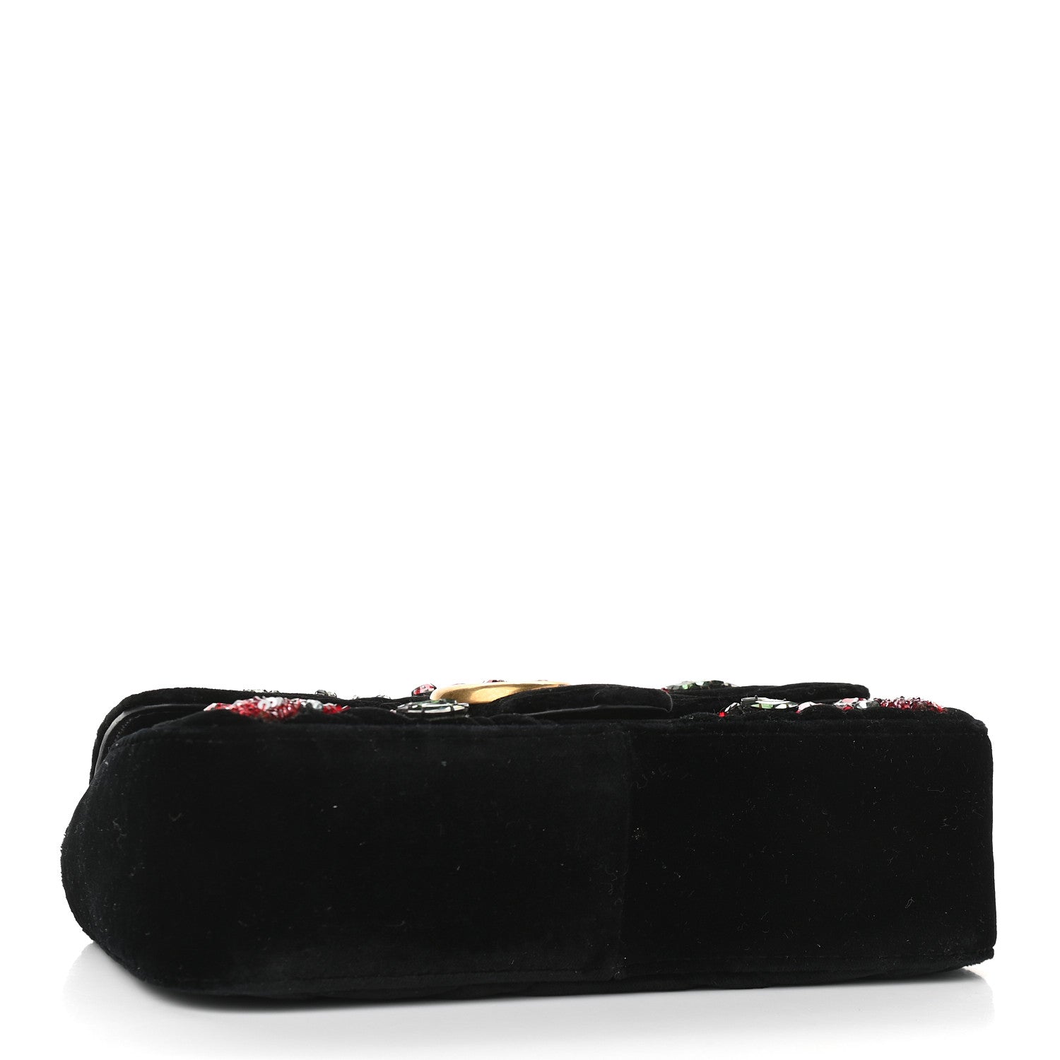 Gucci Velvet Matelasse Embroidered Mini GG Marmont Shoulder Bag Black 3 of 8