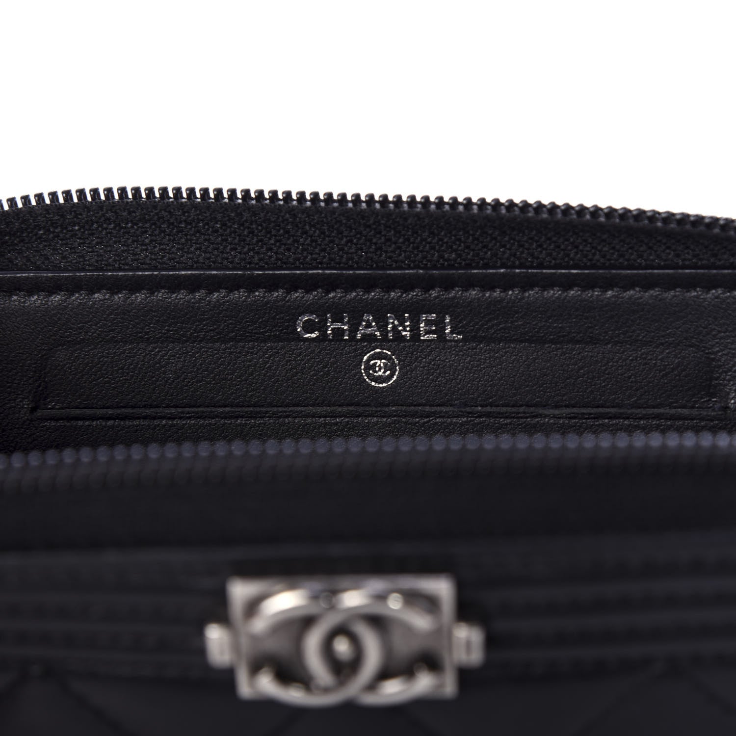Chanel Lambskin Quilted Small Boy Zip Around Wallet Black 6 of 9