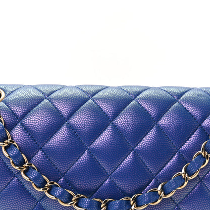 Chanel Iridescent Caviar Quilted Medium Double Flap Blue 8 of 10
