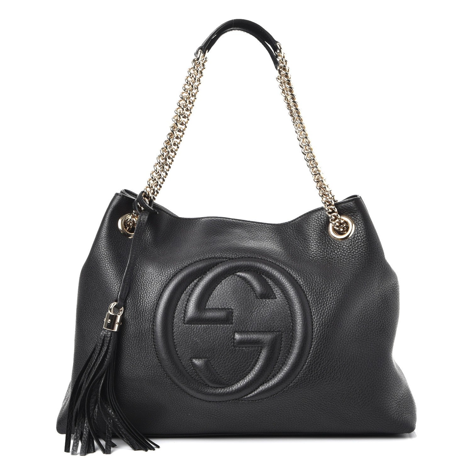 Gucci Pebbled Calfskin Medium Soho Chain Shoulder Bag Black 1 of 7