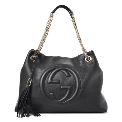 Gucci Pebbled Calfskin Medium Soho Chain Shoulder Bag Black 1 of 7