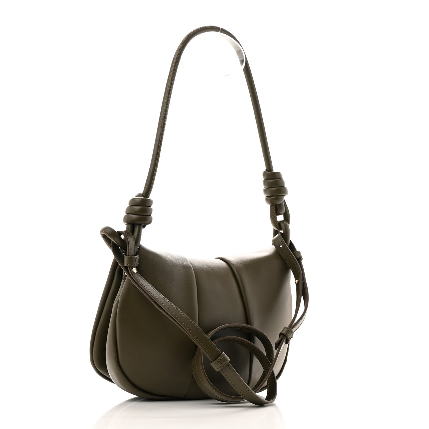 Shiny Nappa Calfskin Paseo Satchel Dark Khaki