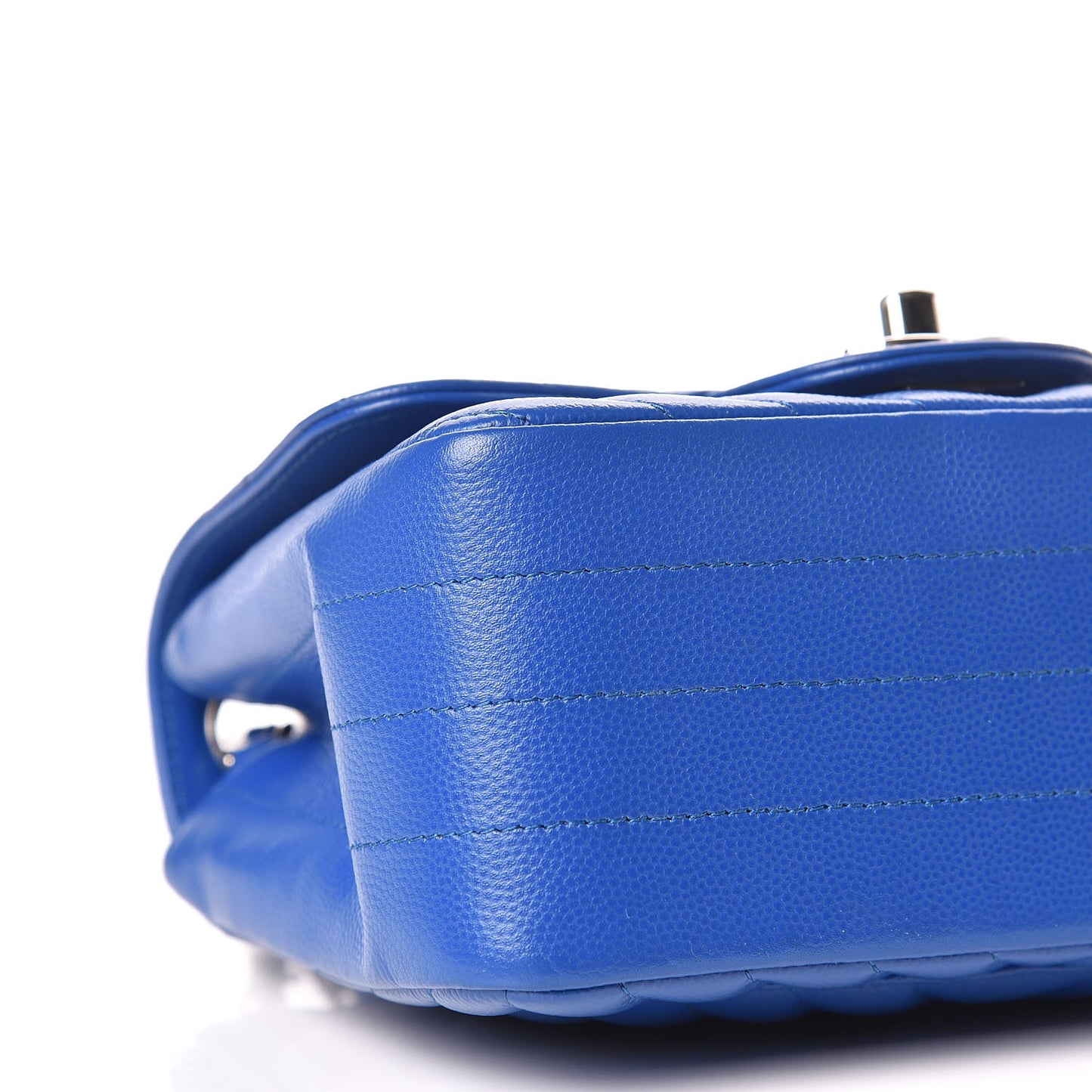 Caviar Chevron Quilted Mini Square Flap Blue