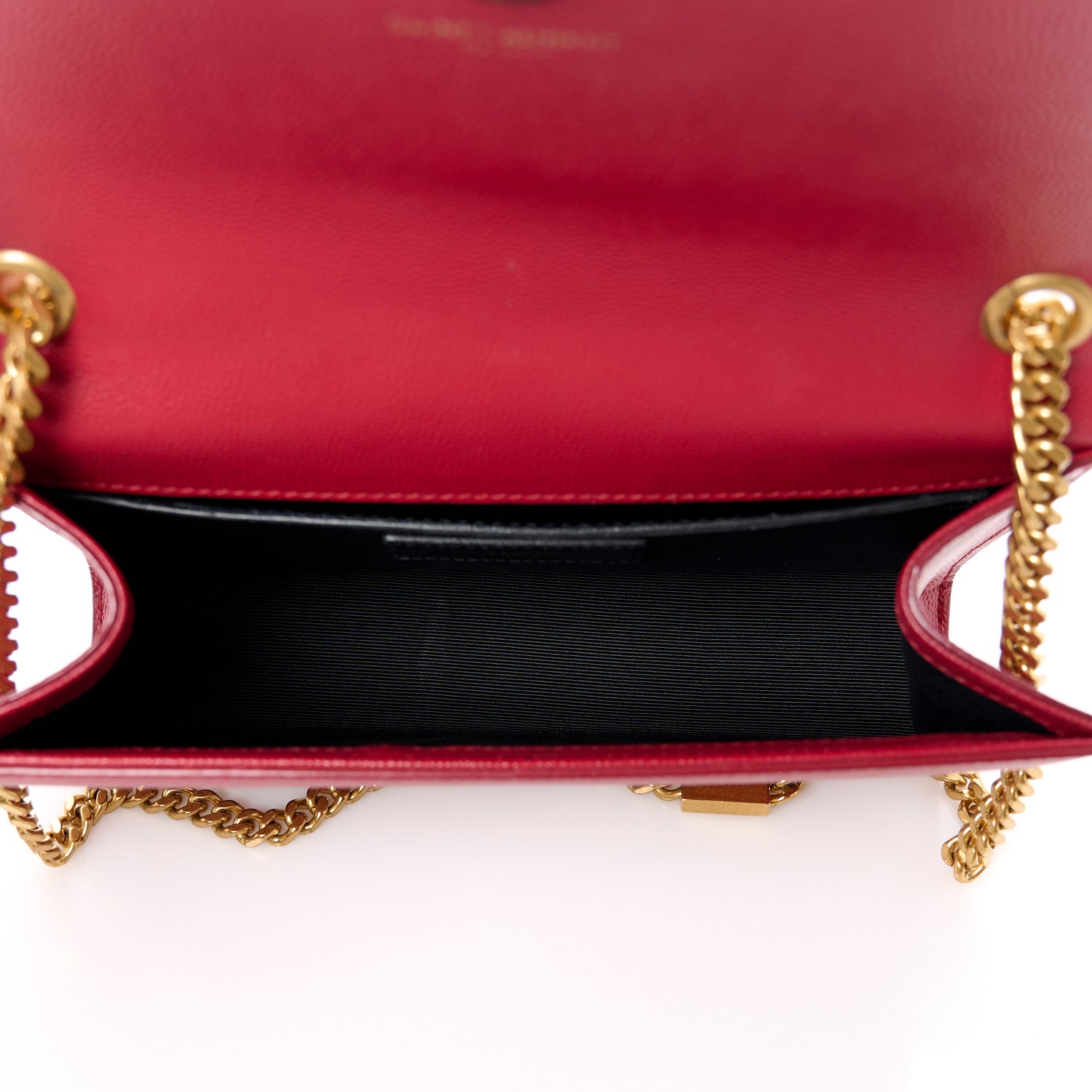 Saint Laurent Grain De Poudre Small Deconstructed Monogram Kate Satchel Red 5 of 13