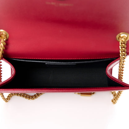 Saint Laurent Grain De Poudre Small Deconstructed Monogram Kate Satchel Red 5 of 13