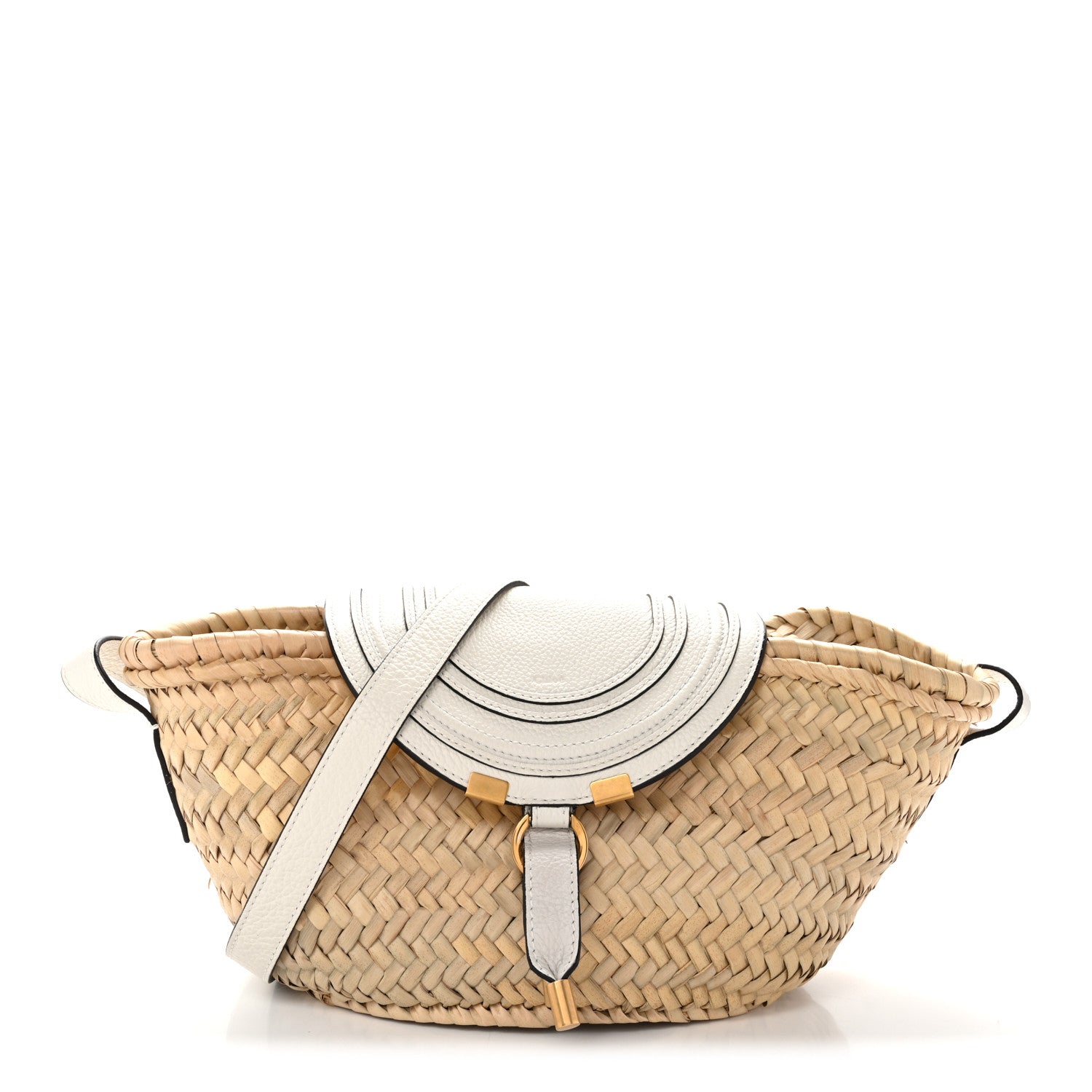 Chloe Raffia Calfskin Marcie Basket White 1 of 12