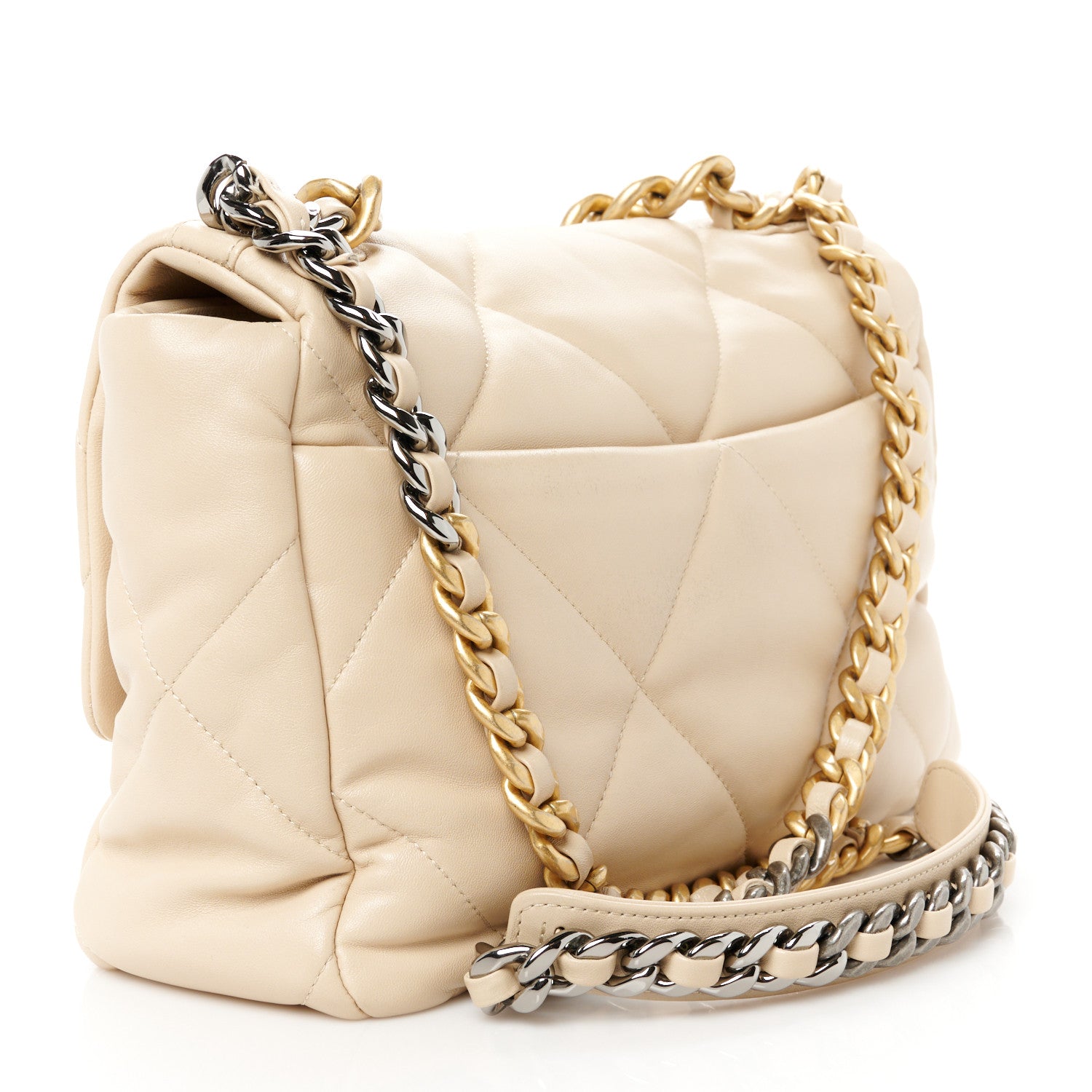 Chanel Lambskin Quilted Large Chanel 19 Flap Light Beige 3 of 10