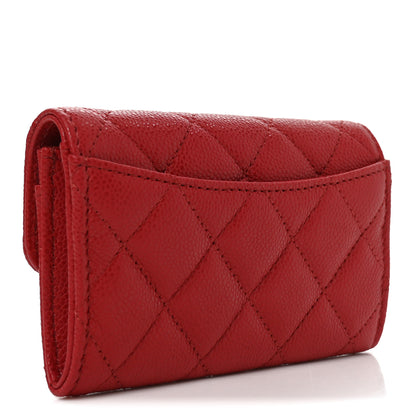 Chanel Caviar Quilted Flap Card Holder Wallet Red 3 of 9