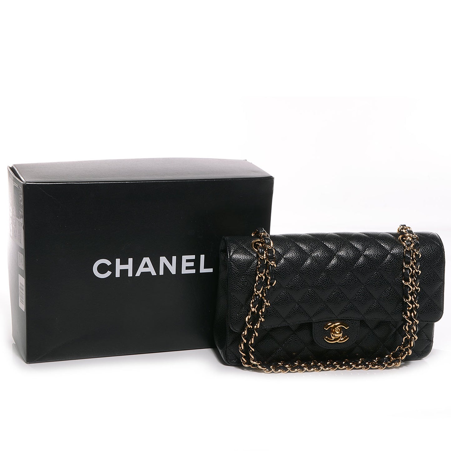 Caviar Quilted Medium Double Flap Black